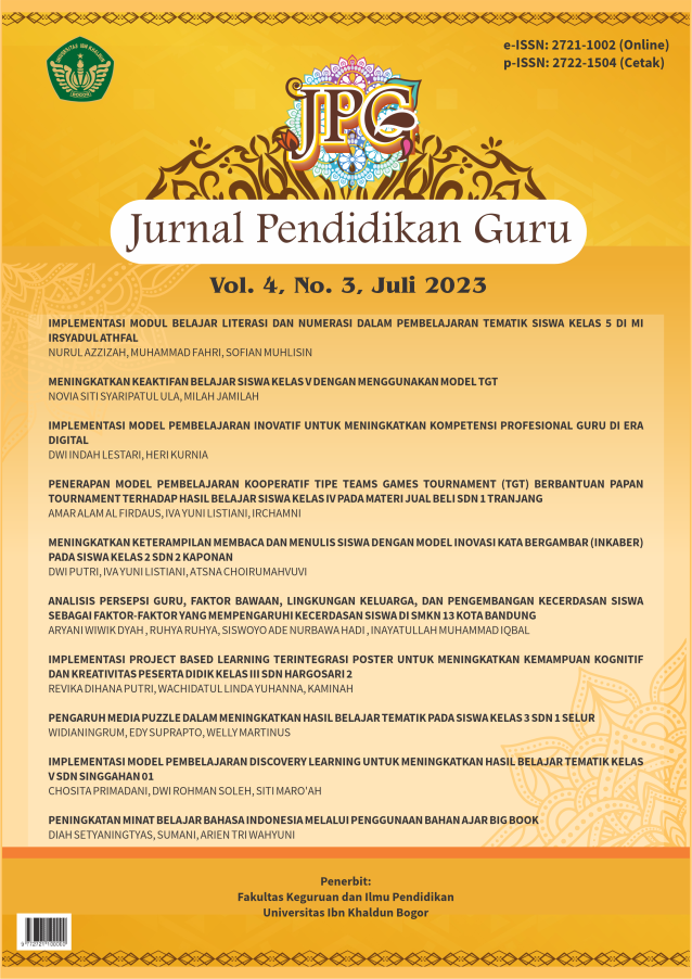 					View Vol. 4 No. 3 (2023): JPG: Jurnal Pendidikan Guru
				